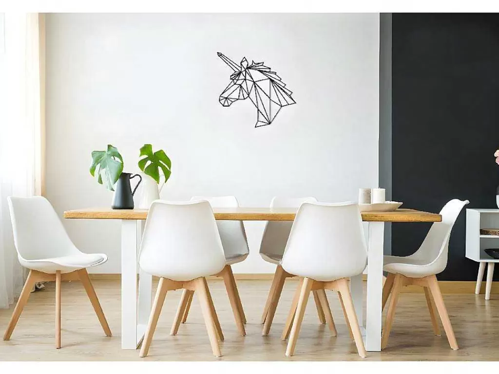 Placa De Parede Decorativa*EPIKASA Decoração Metalica Unicornio, Preto, 53X1,5X50 Cm,