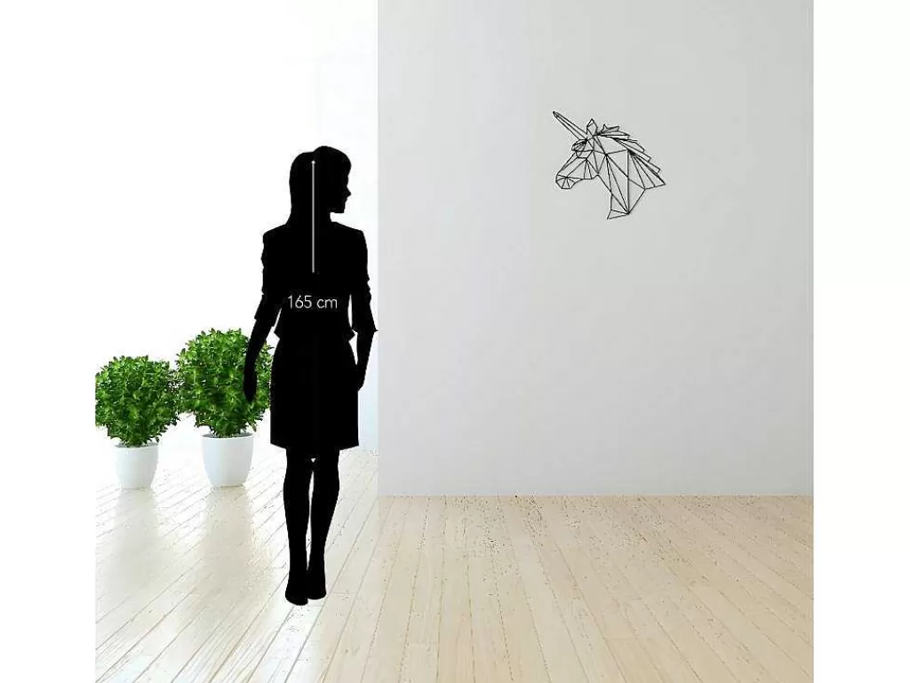 Placa De Parede Decorativa*EPIKASA Decoração Metalica Unicornio, Preto, 53X1,5X50 Cm,