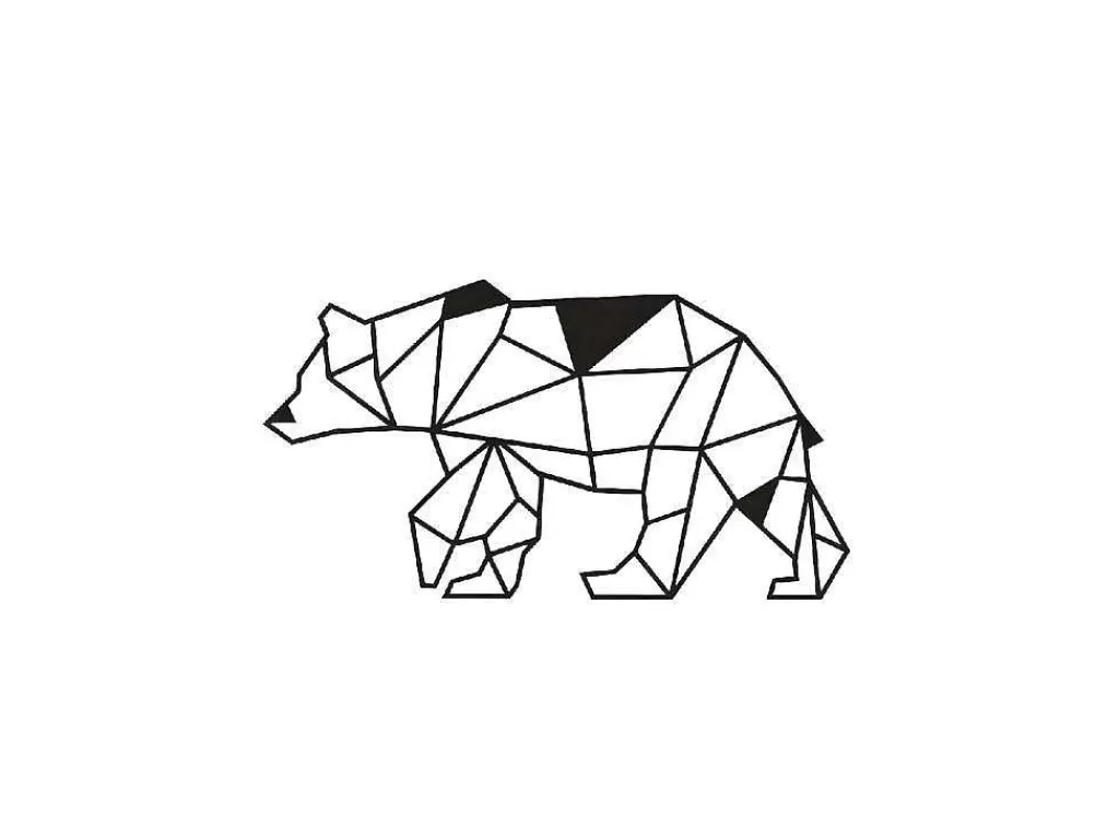 Placa De Parede Decorativa*EPIKASA Decoração Metalica Urso 4, Preto, 55X1,5X30 Cm,