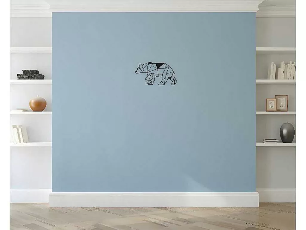 Placa De Parede Decorativa*EPIKASA Decoração Metalica Urso 4, Preto, 55X1,5X30 Cm,