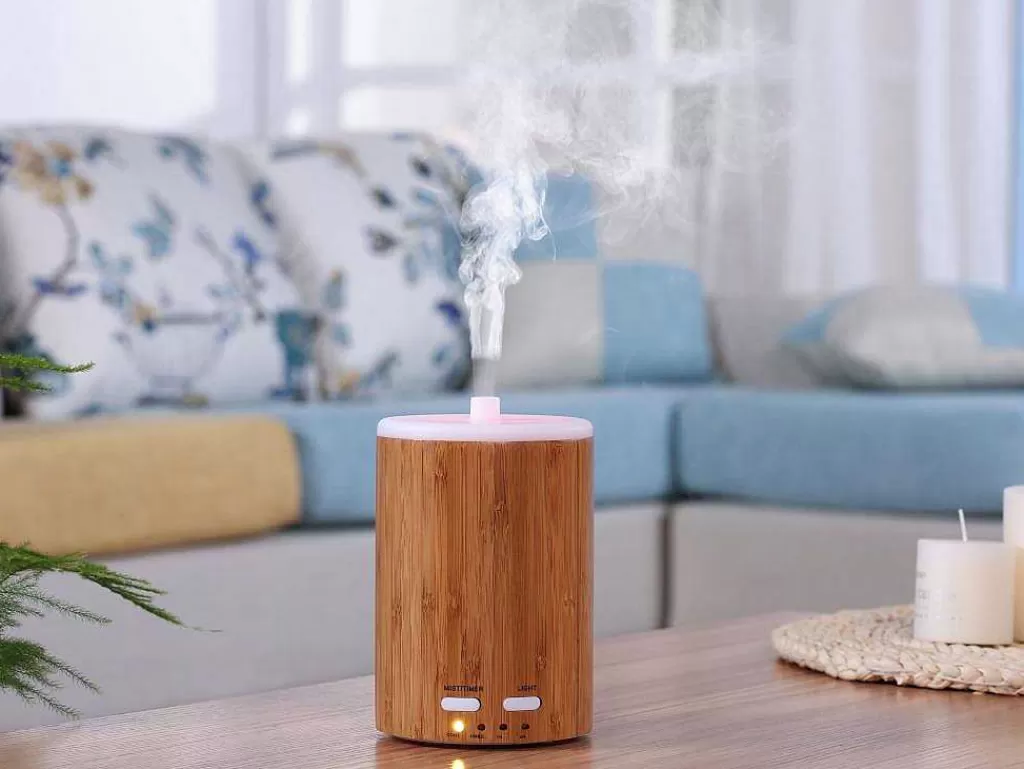 Objeto De Decoração Interior*Purline Diffuseur D'Aromes Par Ultrasons 12W Avec Led En Bambou Brun