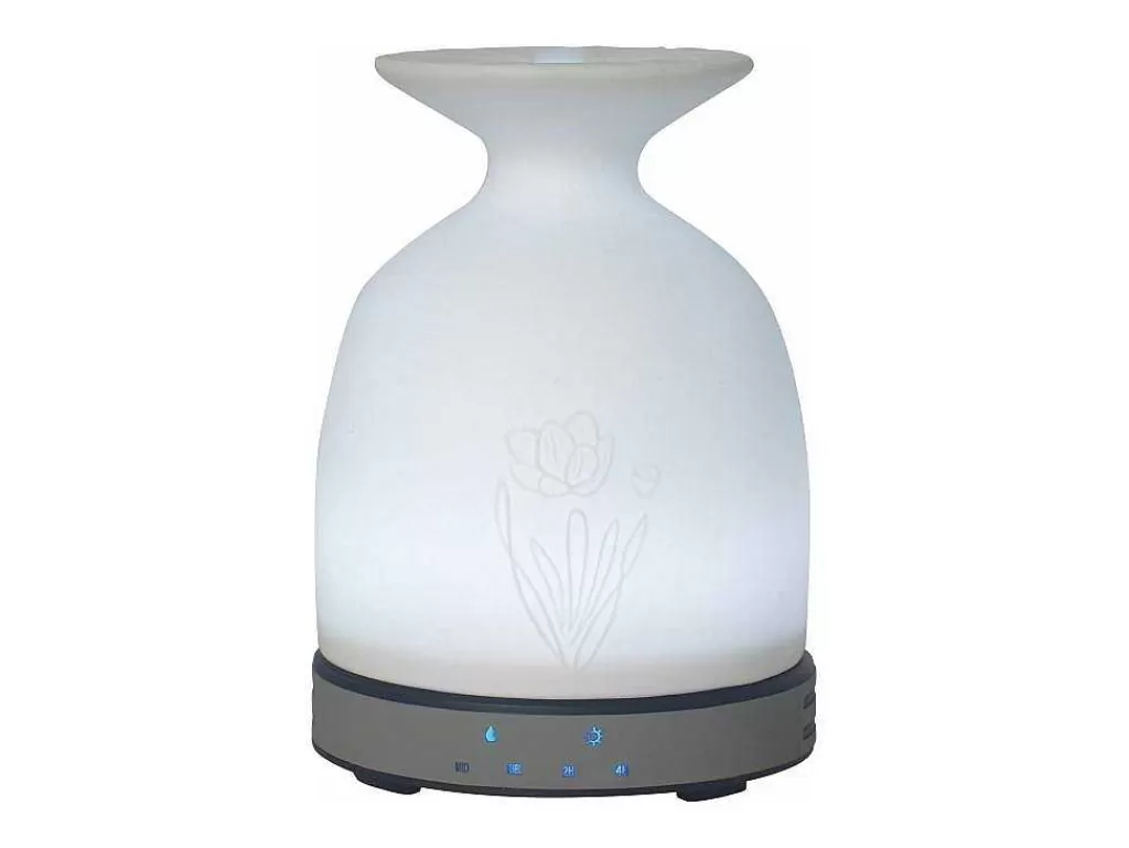Objeto De Decoração Interior*Purline Diffuseur D'Aromes Par Ultrasons 12W Avec Led En Verre Blanc