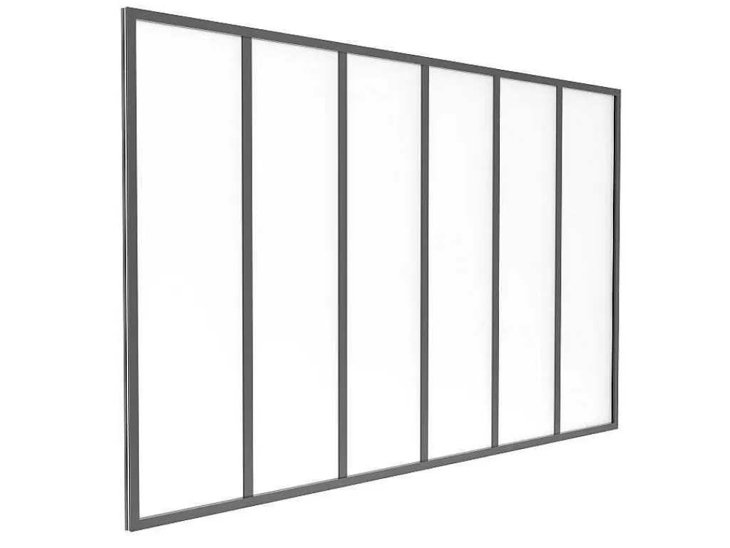 Divisória De Ambiente*Vente-unique Divisória De Atelier Aluminio Termolacado E Vidro Fosco 180X105 Cm, Preto - Bayview