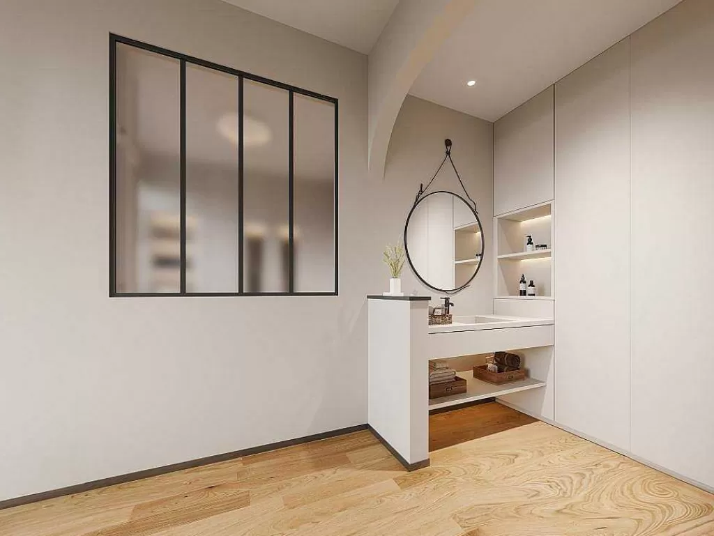 Divisória De Ambiente*Vente-unique Divisória De Atelier Aluminio Vidro Fosco 120X130 Cm Preto - Bayview