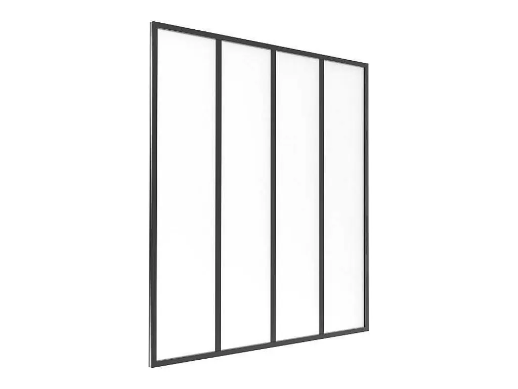 Divisória De Ambiente*Vente-unique Divisória De Atelier Aluminio Vidro Fosco 120X130 Cm Preto - Bayview