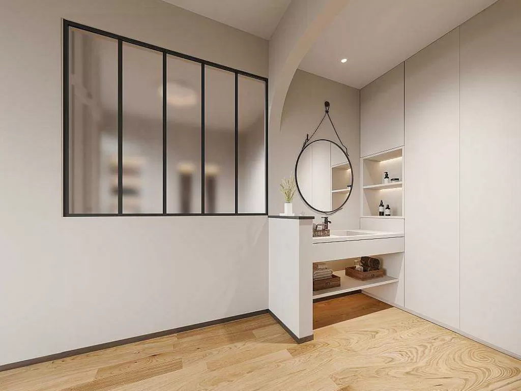 Divisória De Ambiente*Vente-unique Divisória De Atelier Aluminio Vidro Fosco 150X130 Cm Preto - Bayview