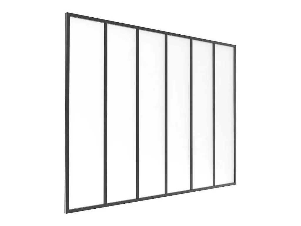 Divisória De Ambiente*Vente-unique Divisória De Atelier Aluminio Vidro Fosco 180X130 Cm Preto - Bayview