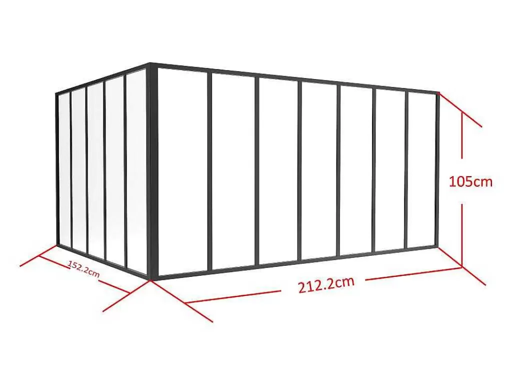 Divisória De Ambiente*Vente-unique Divisória De Canto De Atelier Em Aluminio Termolacado C210 X L150 X A105 Cm Preto - Bayview