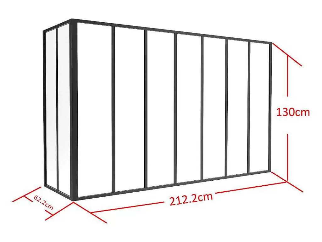 Divisória De Ambiente*Vente-unique Divisória De Canto De Atelier Em Aluminio Termolacado C210 X L60 X A130 Cm Preto - Bayview