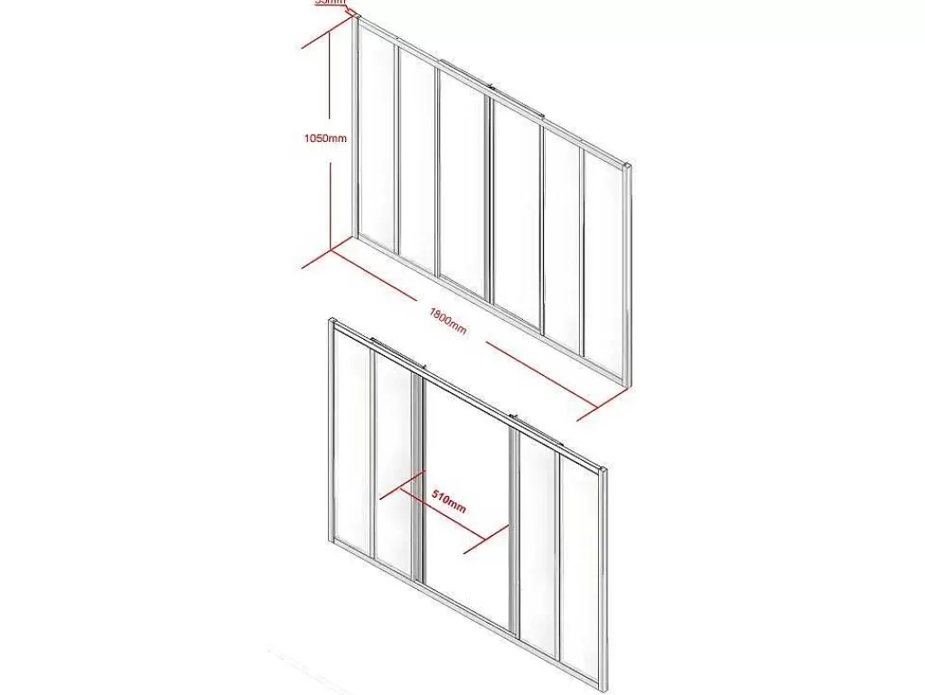Divisória De Ambiente*Vente-unique Divisória De Correr Em Aluminio Termolacado Preto 180X105 Cm - Ravena