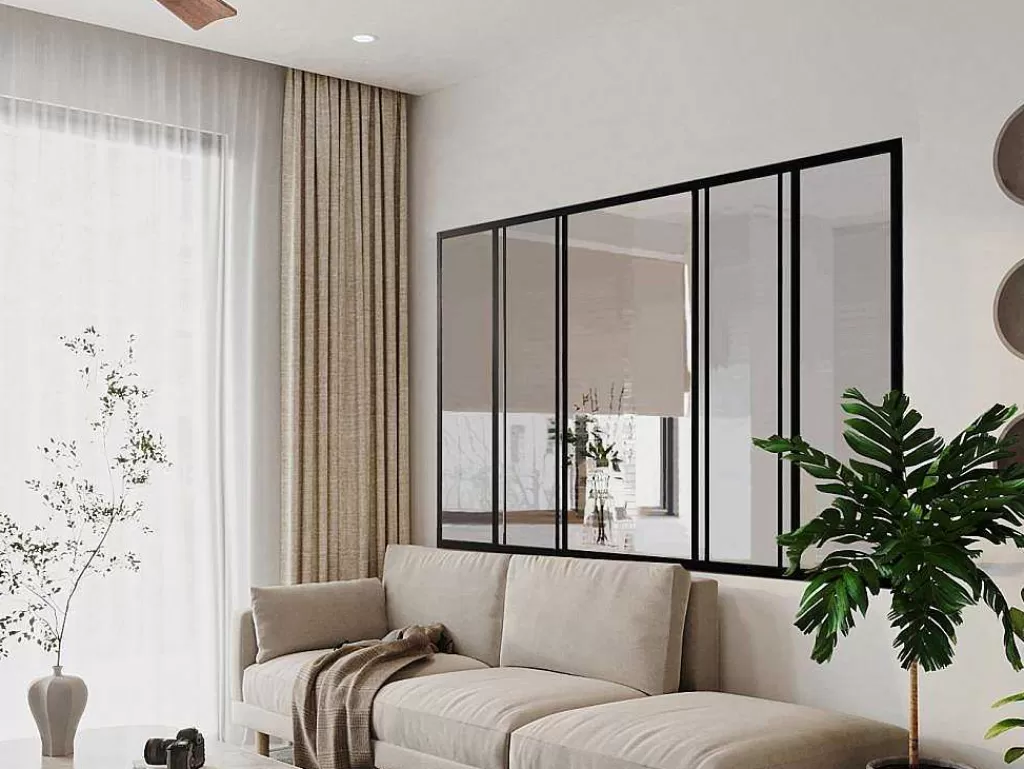 Divisória De Ambiente*Vente-unique Divisória De Correr Em Aluminio Termolacado Preto 180X130 Cm - Ravena