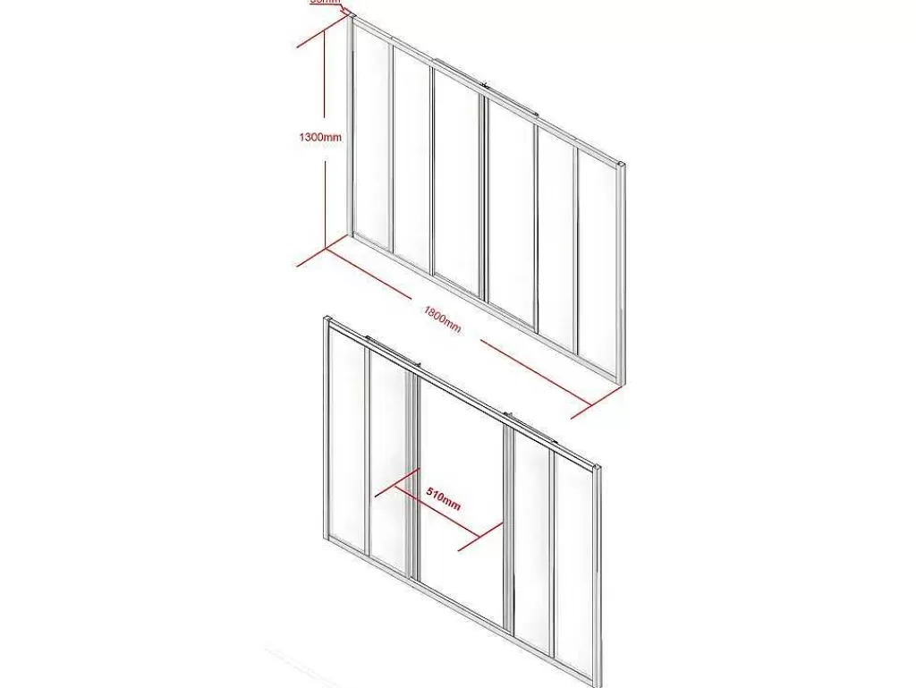 Divisória De Ambiente*Vente-unique Divisória De Correr Em Aluminio Termolacado Preto 180X130 Cm - Ravena