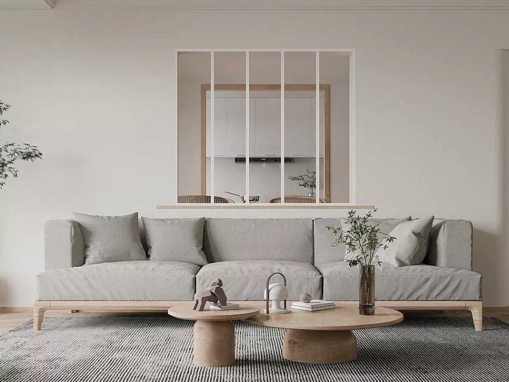 Divisória De Ambiente*Vente-unique Divisória De Vidro Bayview Em Aluminio Termolacado Branco - 150X130 Cm