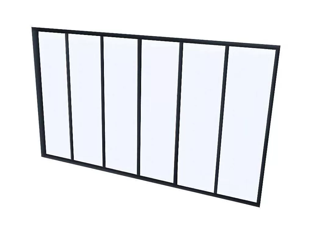Divisória De Ambiente*Vente-unique Divisória De Vidro Bayview Em Aluminio Termolacado Preto - 180X130 Cm