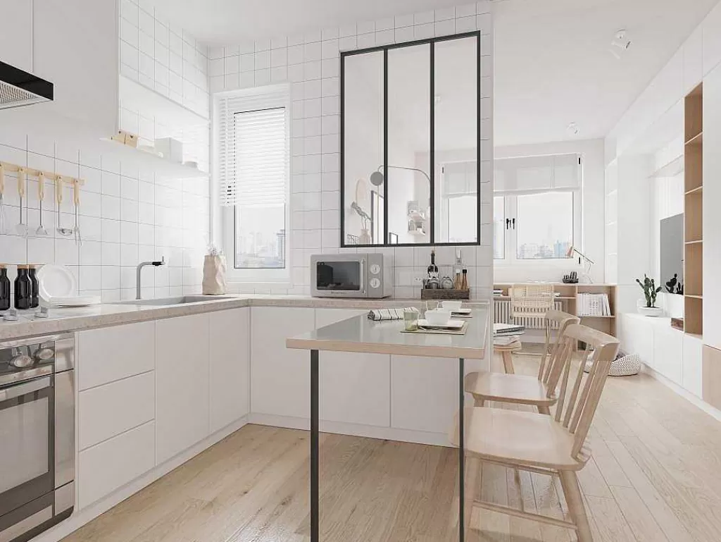 Divisória De Ambiente*Vente-unique Divisória De Vidro Bayview Em Aluminio Termolacado Preto - 90X130 Cm
