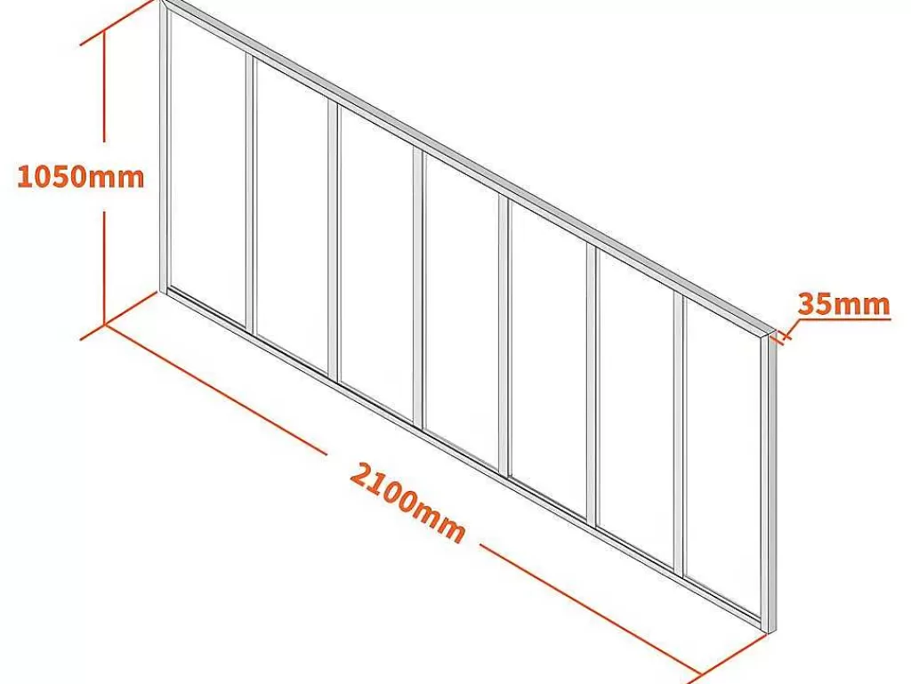 Divisória De Ambiente*Vente-unique Divisória De Vidro Em Aluminio Termolacado 210 X 105 Cm Preto - Bayview