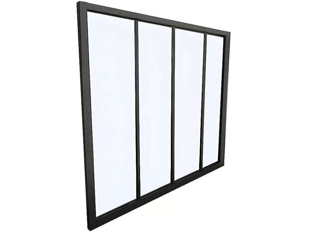 Divisória De Ambiente*Vente-unique Divisória De Vidro Em Aluminio Termolacado Preto - 120X105 Cm - Bayview