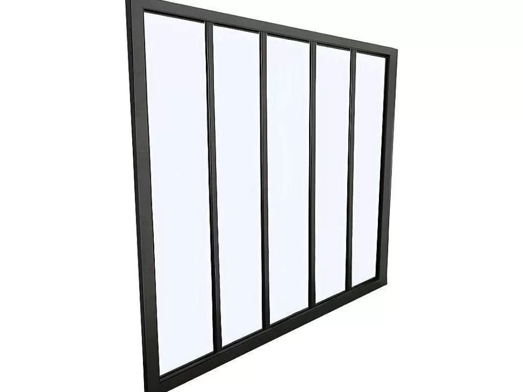 Divisória De Ambiente*Vente-unique Divisória De Vidro Em Aluminio Termolacado Preto - 150X105 Cm - Bayview