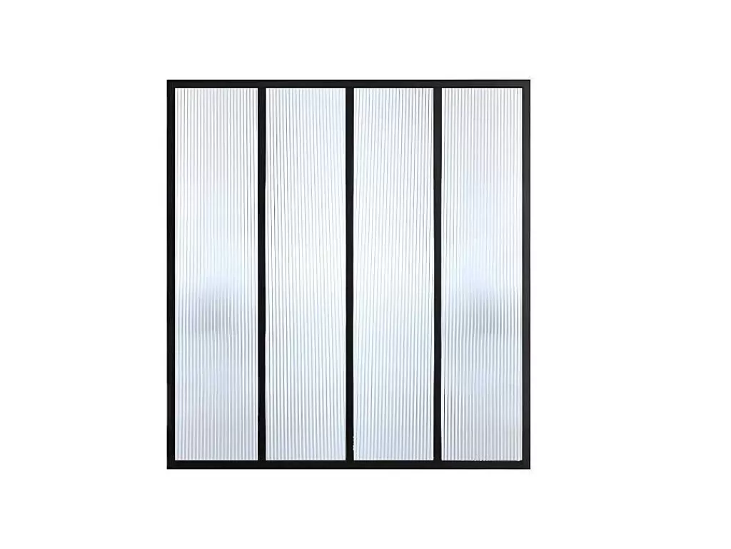 Divisória De Ambiente*Vente-unique Divisória De Vidro Para Atelie Em Aluminio Termolacado E Vidro Temperado Texturado De 120X130 Cm Cor Preto - Vietra