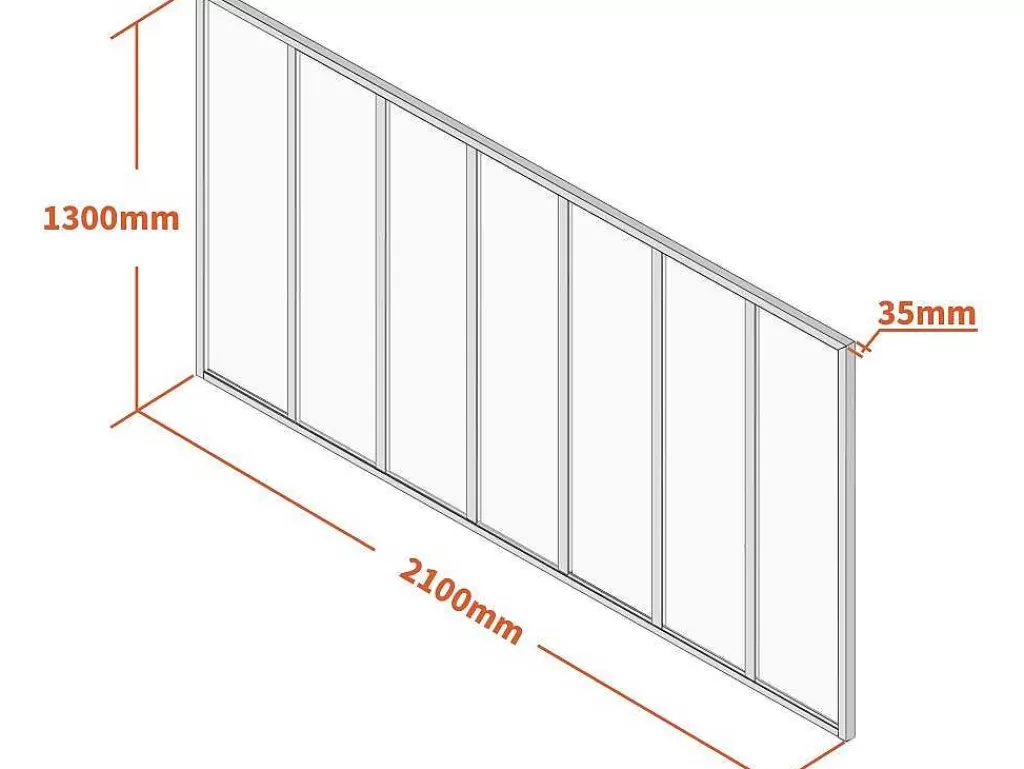 Divisória De Ambiente*Vente-unique Divisória De Vidro Para Atelier Em Aluminio Termolacado 210X130 Cm Branco - Bayview