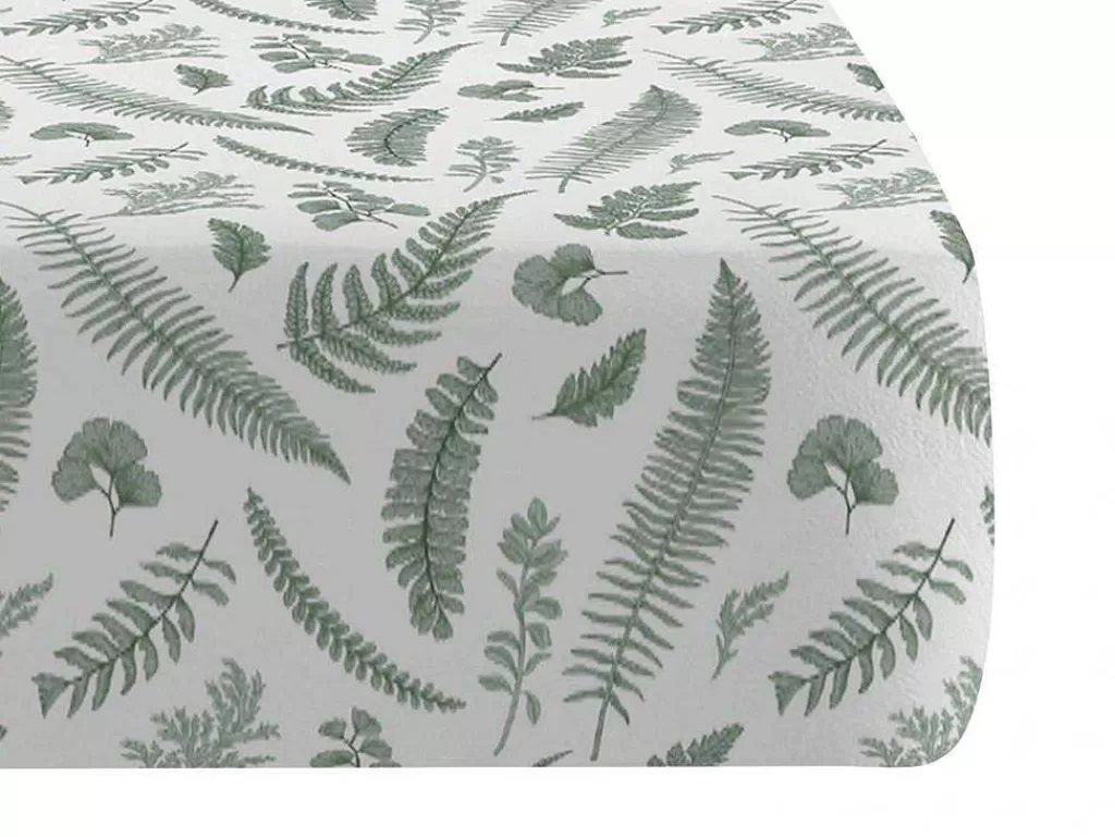 Roupa De Cama*Purline Drap Housse 100% Coton 1 Piece Blanc A Motifs Vegetaux 90X200