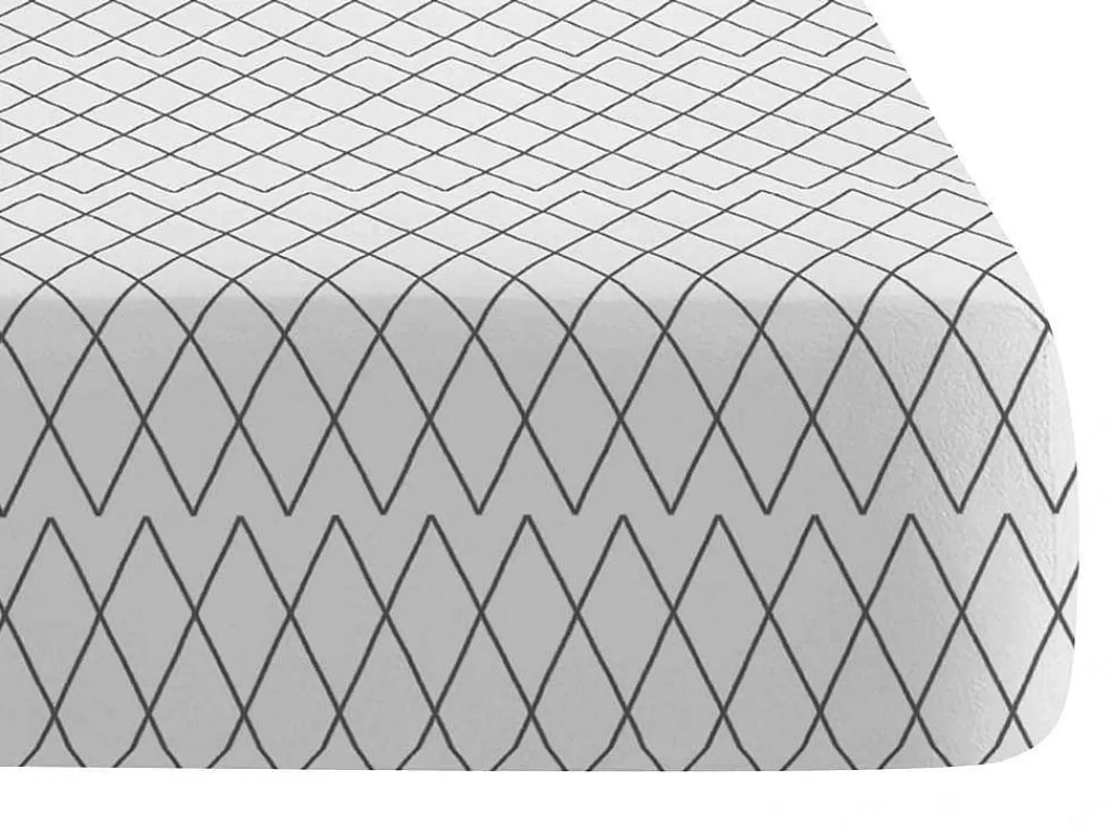 Roupa De Cama*Purline Drap Housse 100% Coton 1 Piece Gris A Losanges 90X200
