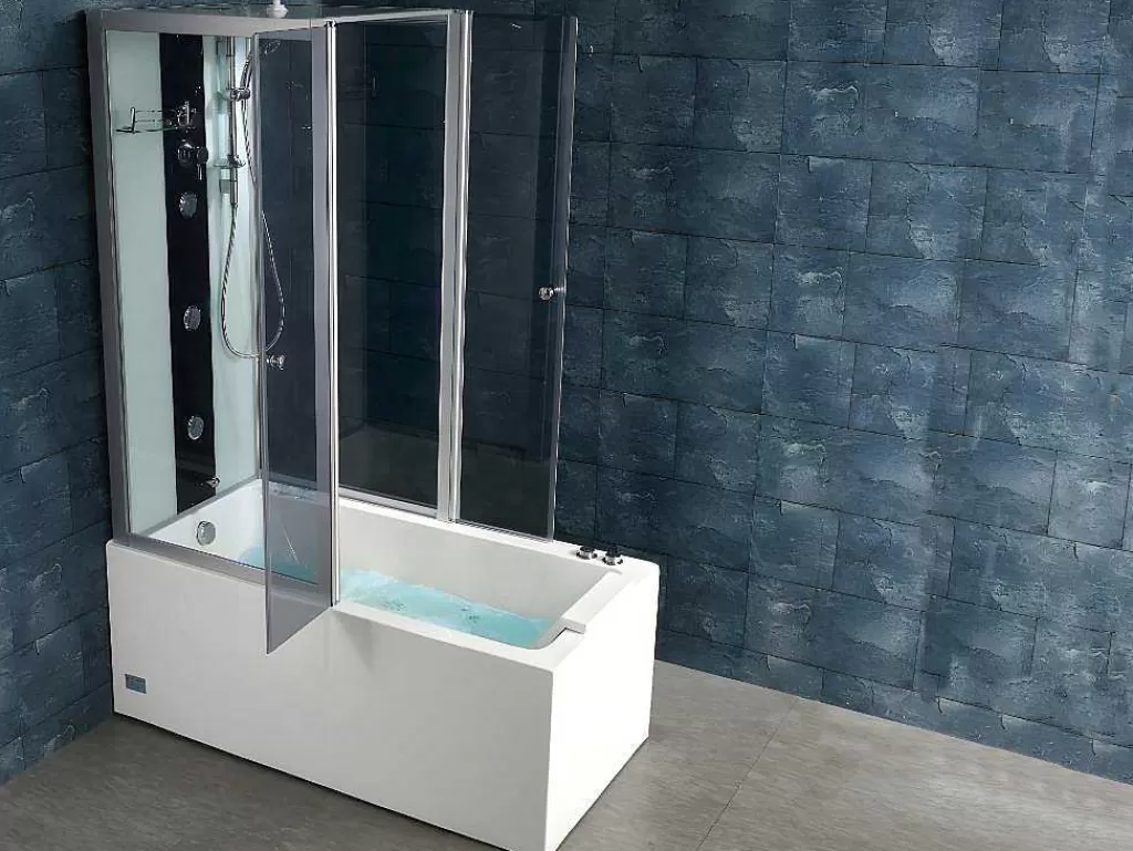 Cabine De Duche*Shower & Design Duche/Banheira Hidromassagem Daria Em Acrilico Reforcado Vidro Cinza Escuro - 75*150*215 Cm - 30 Microjatos E 6 Grandes Jatos
