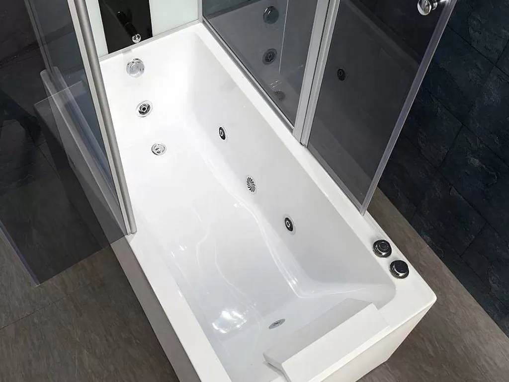 Cabine De Duche*Shower & Design Duche/Banheira Hidromassagem Daria Em Acrilico Reforcado Vidro Cinza Escuro - 75*150*215 Cm - 30 Microjatos E 6 Grandes Jatos