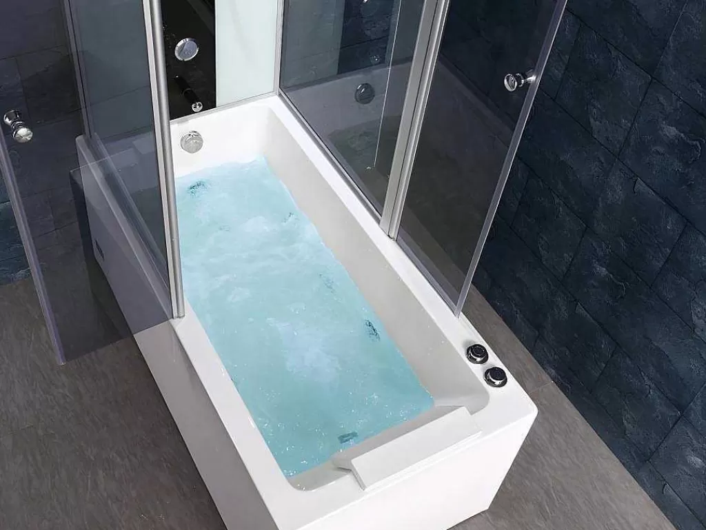 Cabine De Duche*Shower & Design Duche/Banheira Hidromassagem Daria Em Acrilico Reforcado Vidro Cinza Escuro - 75*150*215 Cm - 30 Microjatos E 6 Grandes Jatos