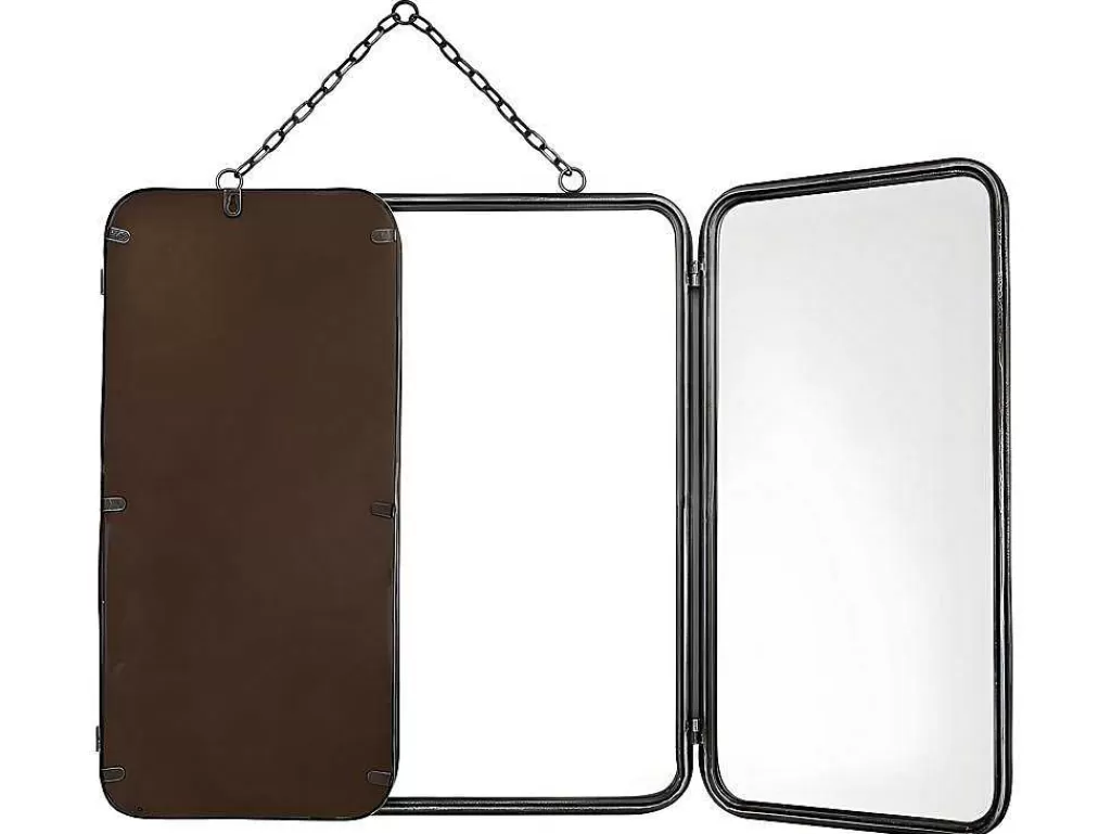 Espelhos*OZAIA Espelho De Barbeiro Vintage De C. 60 X A. 112 Cm Cor Cinza Metalizado - Cerrone