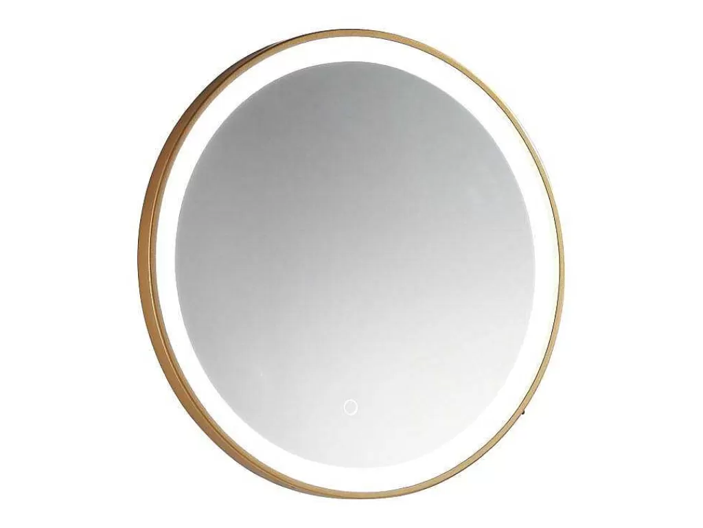 Acessórios De Casa De Banho*OZAIA Espelho De Casa De Banho Luminoso Redondo Dourado Com Leds D80 Cm - Numea