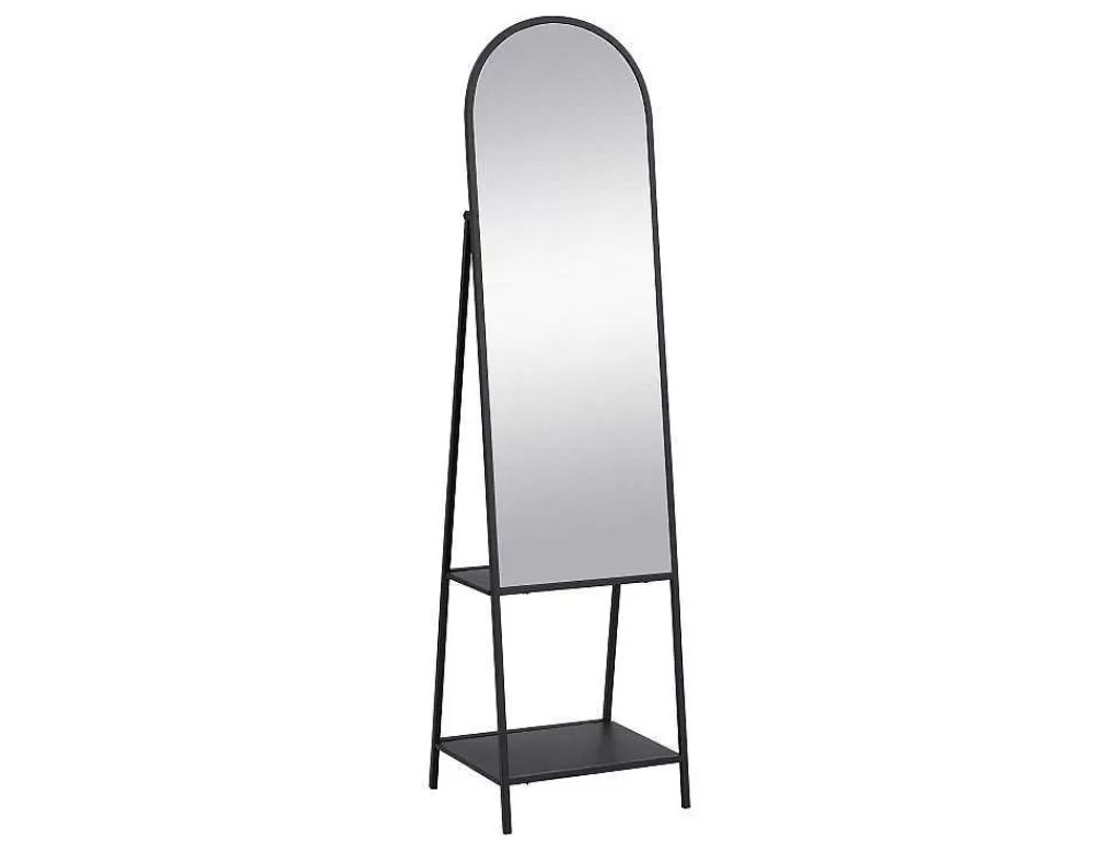 Espelhos*OZAIA Espelho De Chao Com 2 Prateleiras Metal C.46 X L.41 X A.172 Cm Preto - Livio