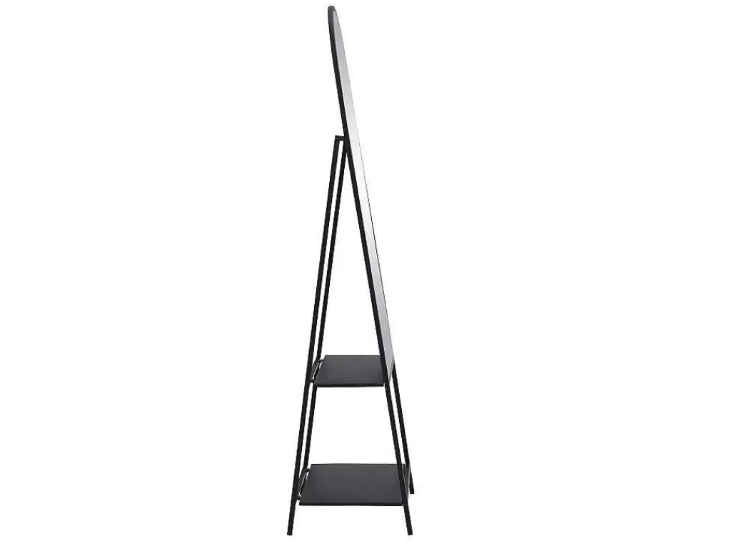 Espelhos*OZAIA Espelho De Chao Com 2 Prateleiras Metal C.46 X L.41 X A.172 Cm Preto - Livio