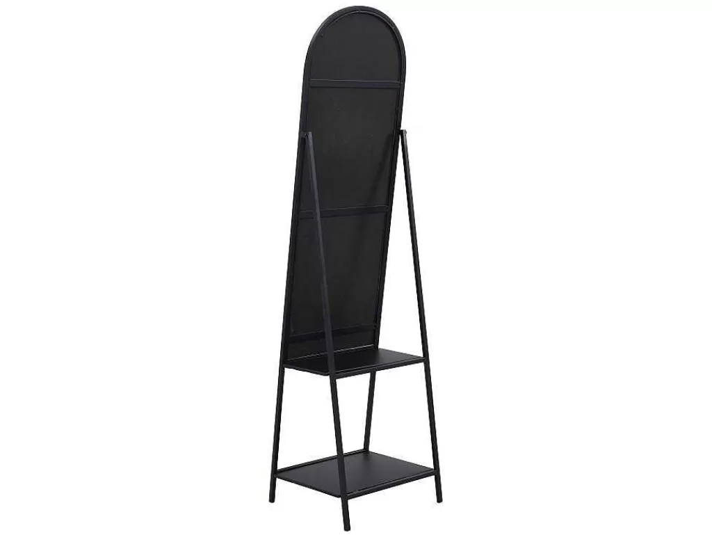 Espelhos*OZAIA Espelho De Chao Com 2 Prateleiras Metal C.46 X L.41 X A.172 Cm Preto - Livio