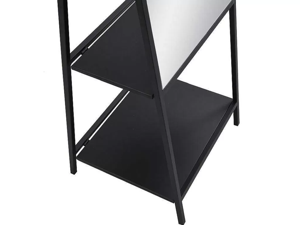 Espelhos*OZAIA Espelho De Chao Com 2 Prateleiras Metal C.46 X L.41 X A.172 Cm Preto - Livio