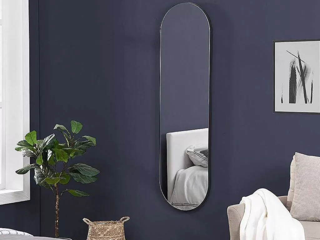 Espelhos*OZAIA Espelho De Parede Oval Em Metal De C. 40 X A. 140 Cm Cor Preto - Onikal