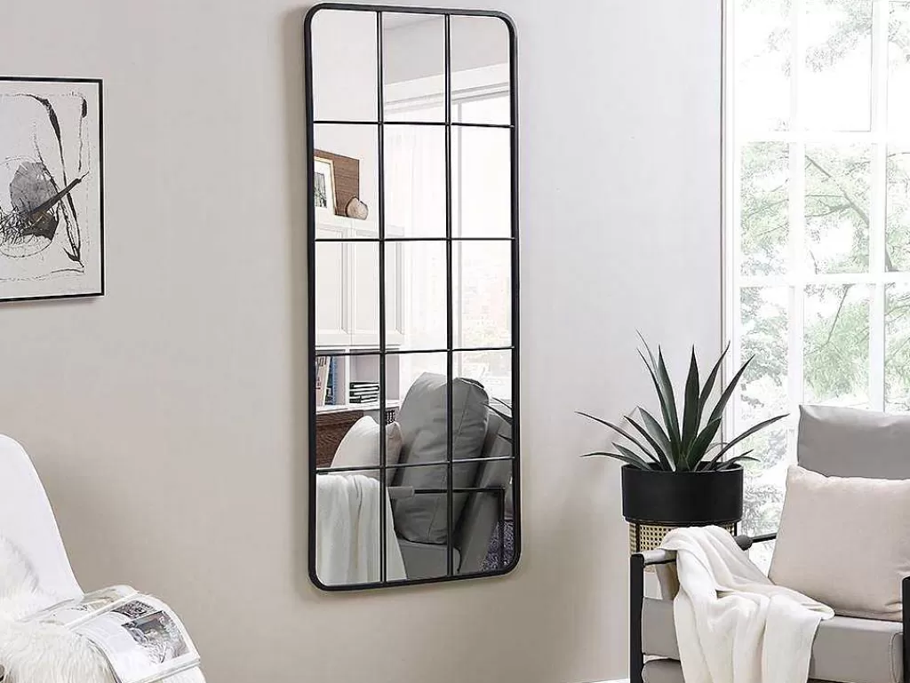 Espelhos*OZAIA Espelho Estilo Janela Industrial Em Metal De C. 60 X A. 140 Cm Cor Preto - Sciara