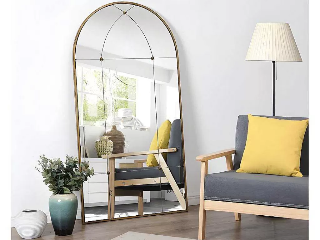 Espelhos*OZAIA Espelho Estilo Janela Vintage Em Metal De C. 80 X A. 150 Cm Cor Dourado Antigo - Palmyre