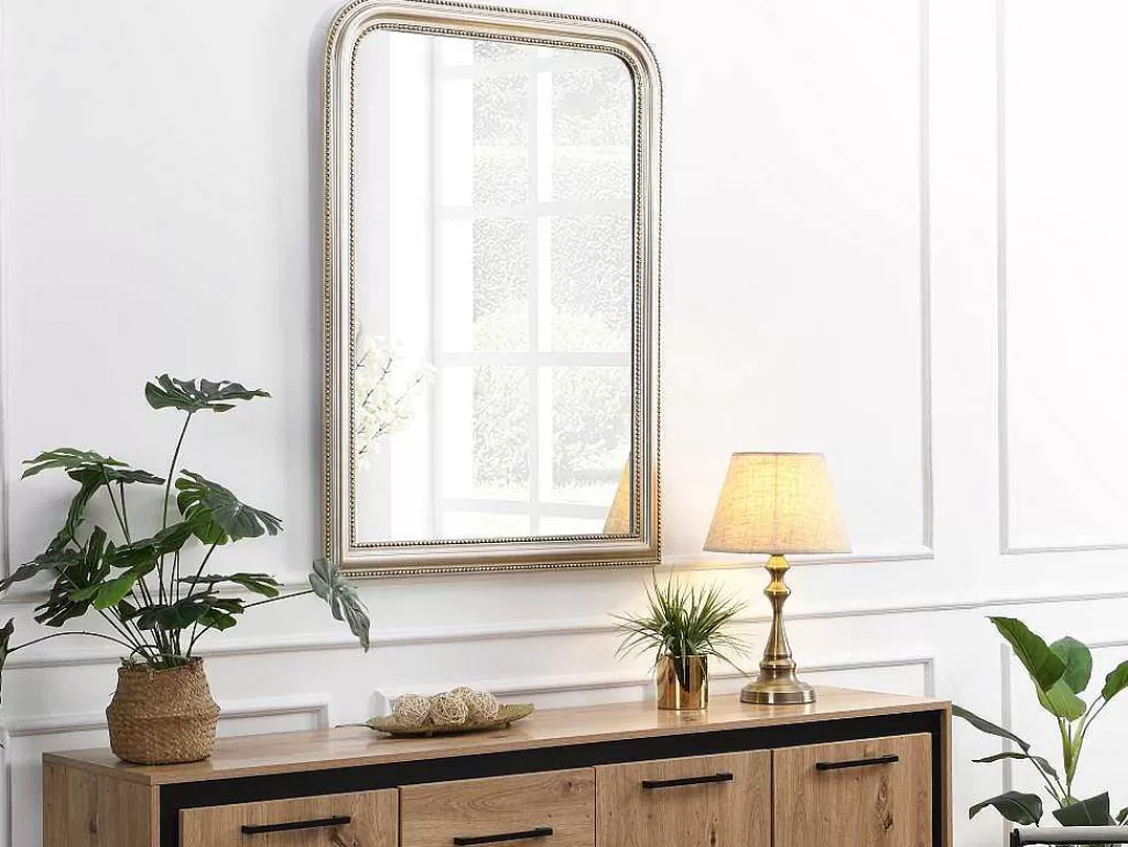 Promoções Decoração*OZAIA Espelho Estilo Vintage Em Madeira De Paulownia C. 80 X A. 110 Cm Cor Champanhe - Heloise
