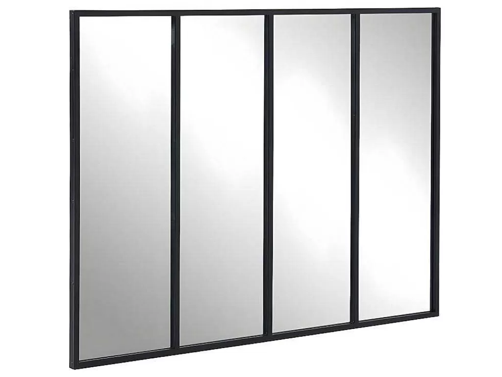 Espelhos*OZAIA Espelho Janela De Atelie Estilo Industrial Em Ferro Disponivel Em Preto - 4 Paineis - A90 X C120 Cm - Dudley