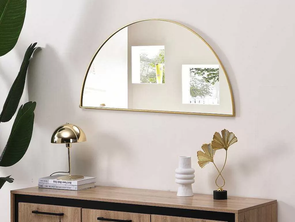 Promoções Decoração*OZAIA Espelho Semicirculo Design Em Metal C50 X A100 Cm Dourado - Gavra