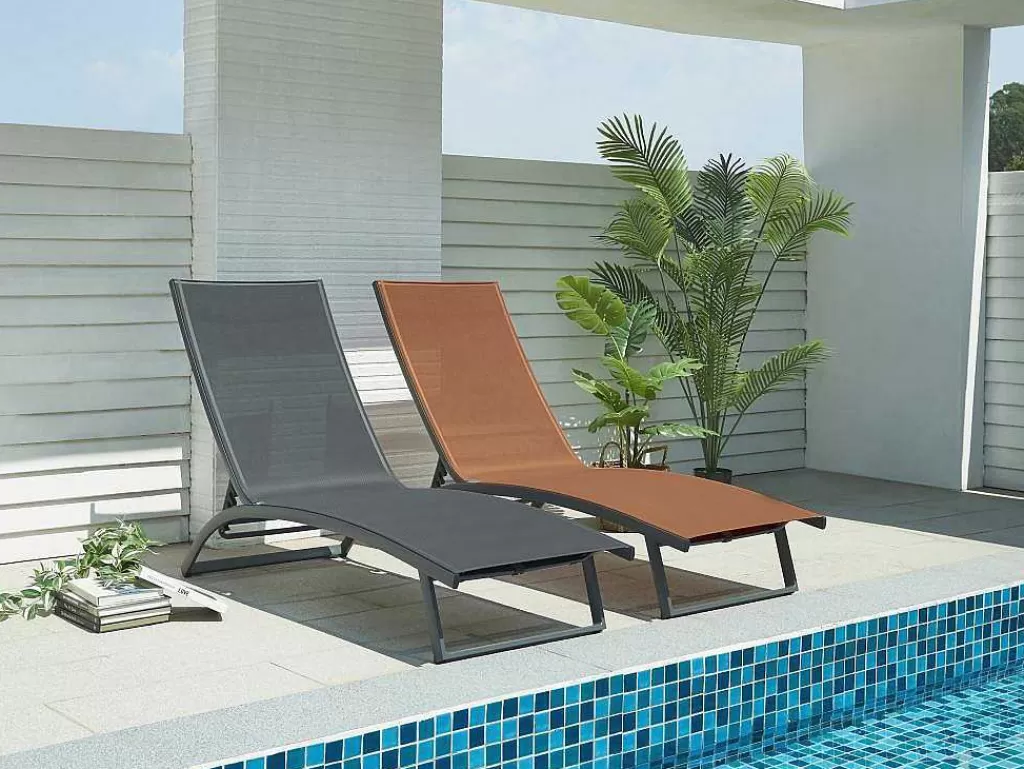 Espreguiçadeira*MYLIA Espreguiçadeira Com Varias Posicoes Aluminio E Têxtileno Terracota - Saranda De