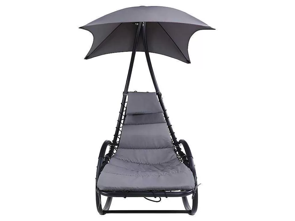 Espreguiçadeira*MYLIA Espreguiçadeira Suspensa Impermeavel Em Metal E Tecido Cor Cinza Antracite - Moheli