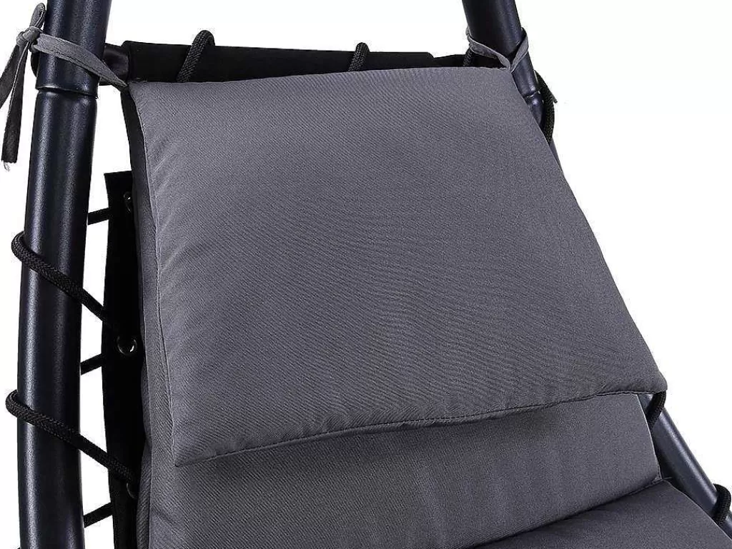 Espreguiçadeira*MYLIA Espreguiçadeira Suspensa Impermeavel Em Metal E Tecido Cor Cinza Antracite - Moheli