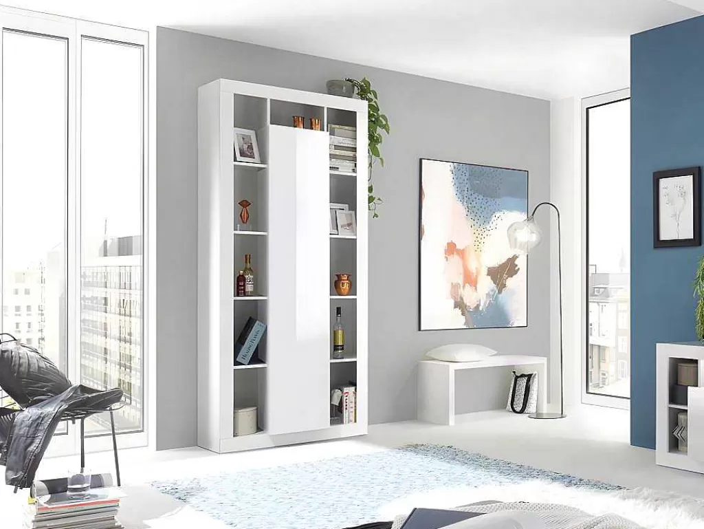 Biblioteca, Vitrina, Estante*Vente-unique Estante Com 1 Porta E 11 Nichos Lacada A Branco - Balka