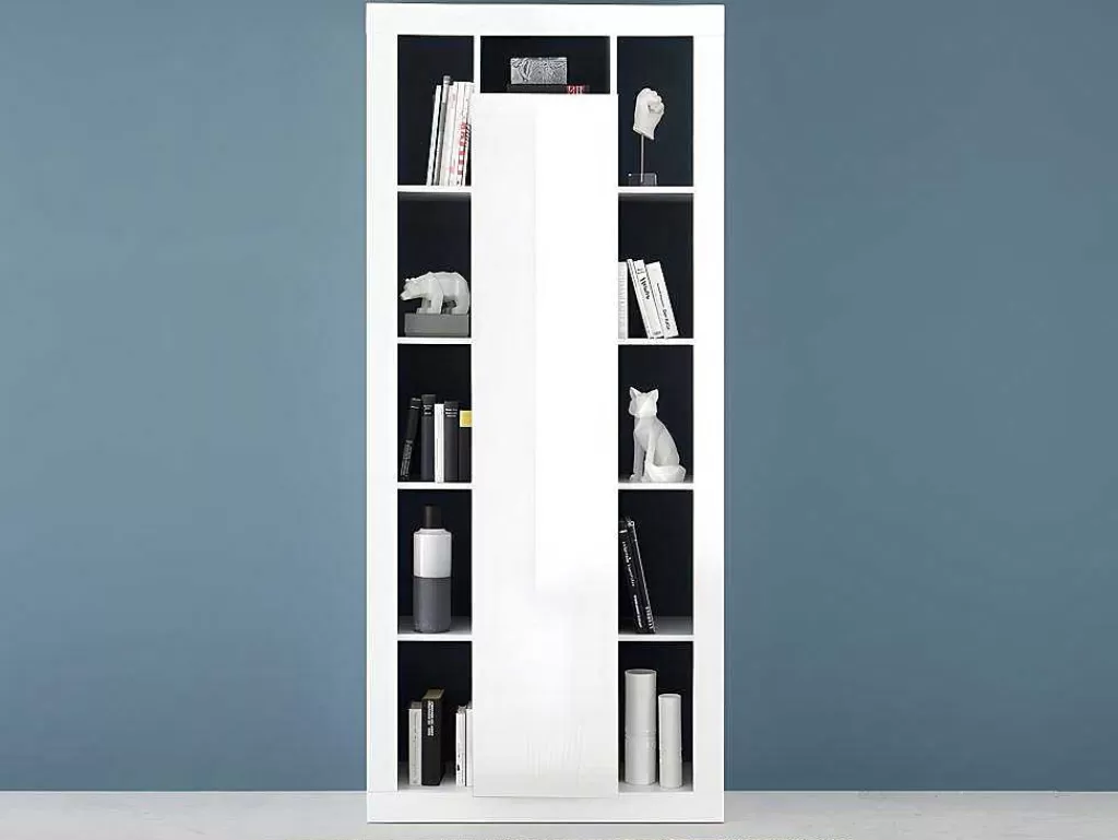 Biblioteca, Vitrina, Estante*Vente-unique Estante Com 1 Porta E 11 Nichos Lacada A Branco - Balka