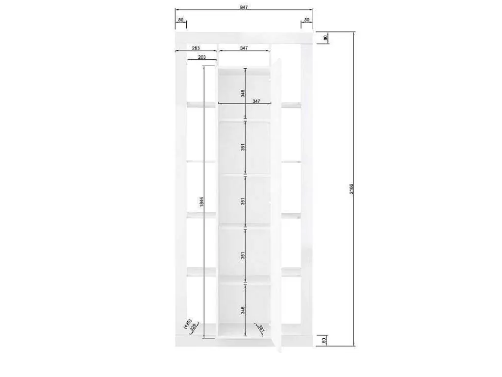 Biblioteca, Vitrina, Estante*Vente-unique Estante Com 1 Porta E 11 Nichos Lacada A Branco - Balka