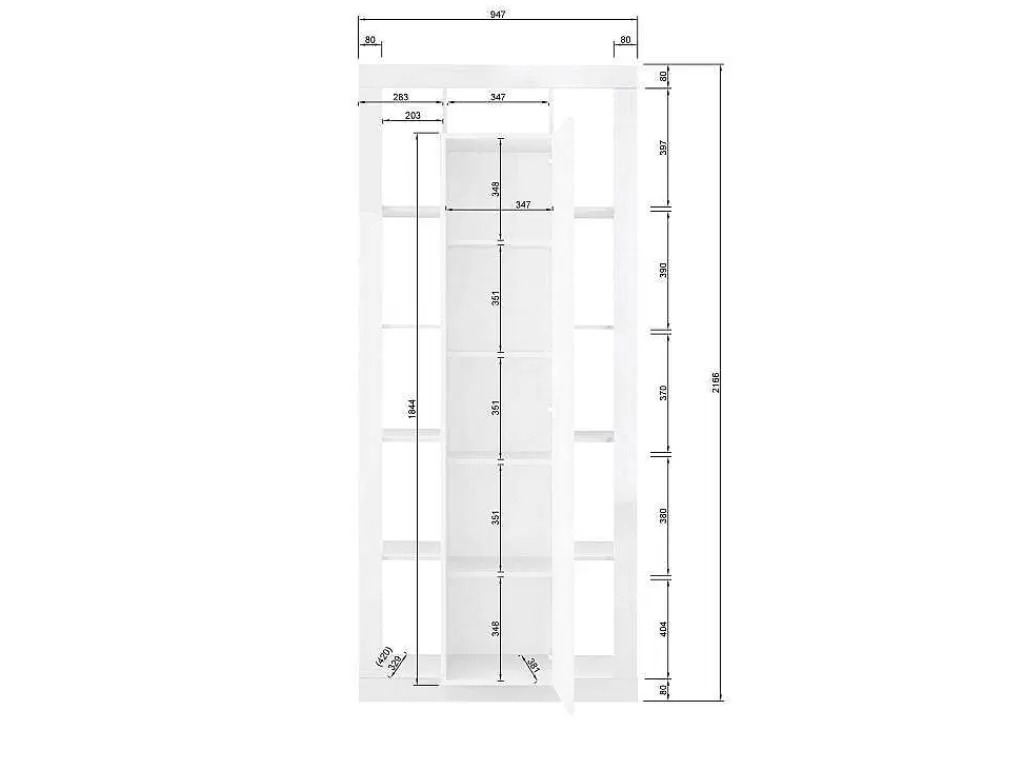 Biblioteca, Vitrina, Estante*Vente-unique Estante Com 1 Porta E 11 Nichos Lacada A Branco - Balka