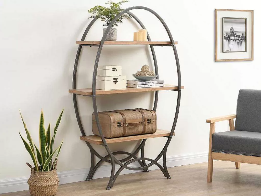 Biblioteca, Vitrina, Estante*Vente-unique Estante Com 3 Prateleiras Em Mdf E Metal Natural E Preto - Lolana