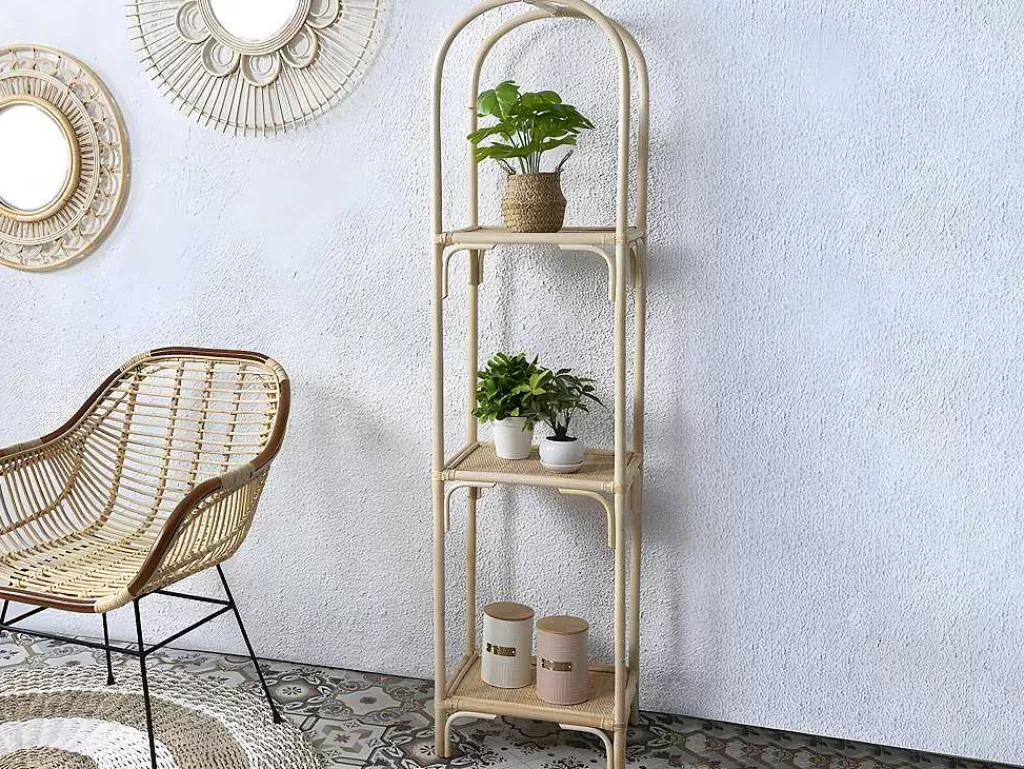 Biblioteca, Vitrina, Estante*Vente-unique Estante Com 3 Prateleiras Em Rotim Cor Natural - Maiori